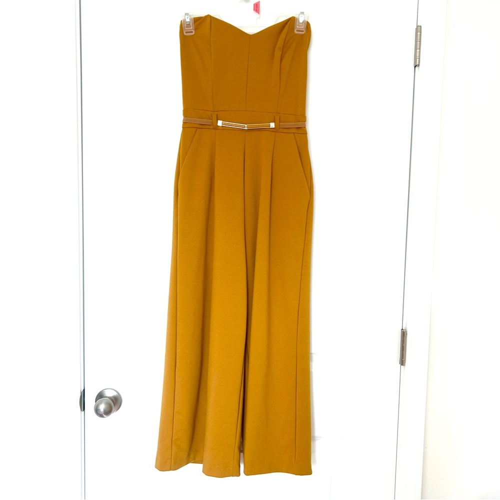 Have Mustard Strapless Jumpsuit